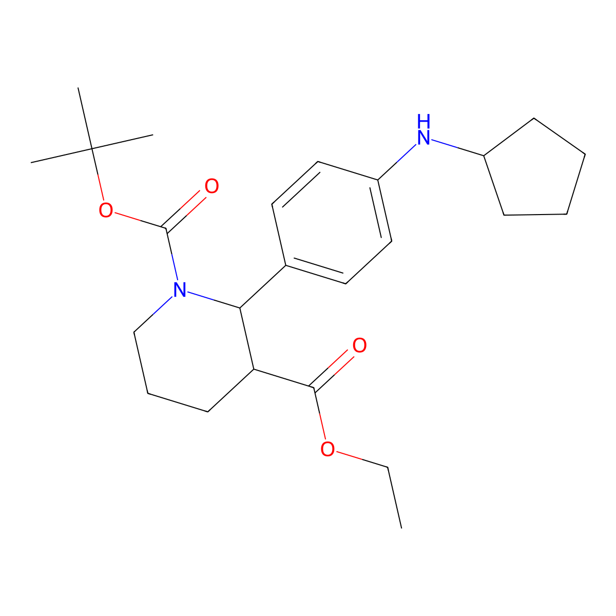 (2R,3S)-1-tert-butyl 3-ethyl 2-(4-(cyclopentylamino)phenyl)piperidine-1,3-dicarboxylate molecular structure, CAS 2316782-11-1