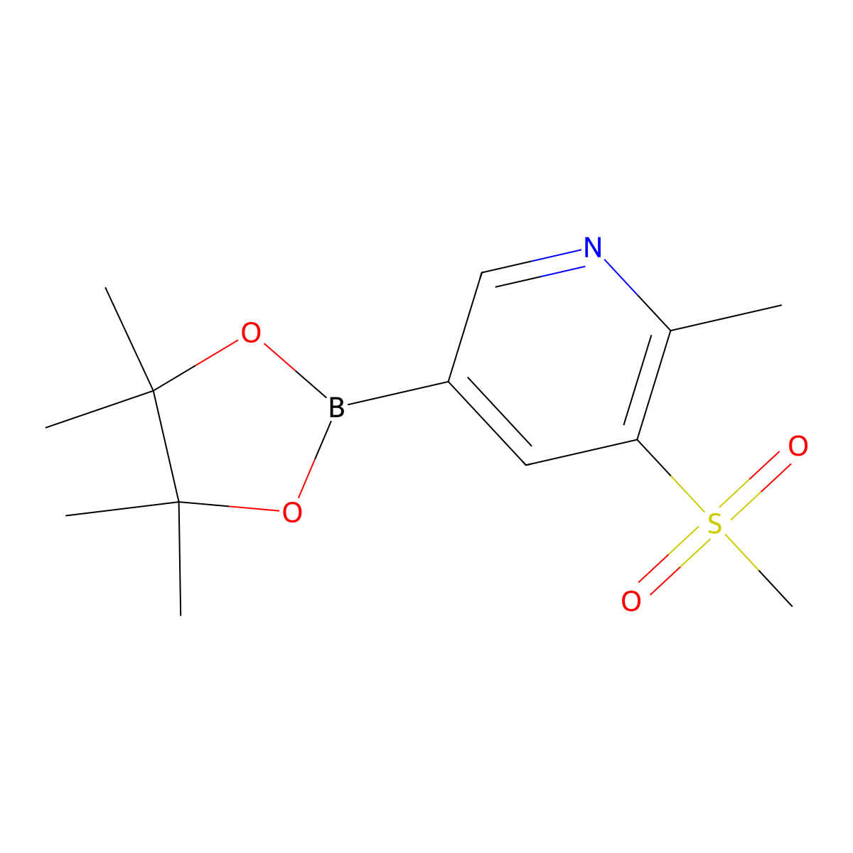 3-Methanesulfonyl-2-methyl-5-(4,4,5,5-tetramethyl-1,3,2-dioxaborolan-2-yl)pyridine molecular structure, CAS 2316813-16-6
