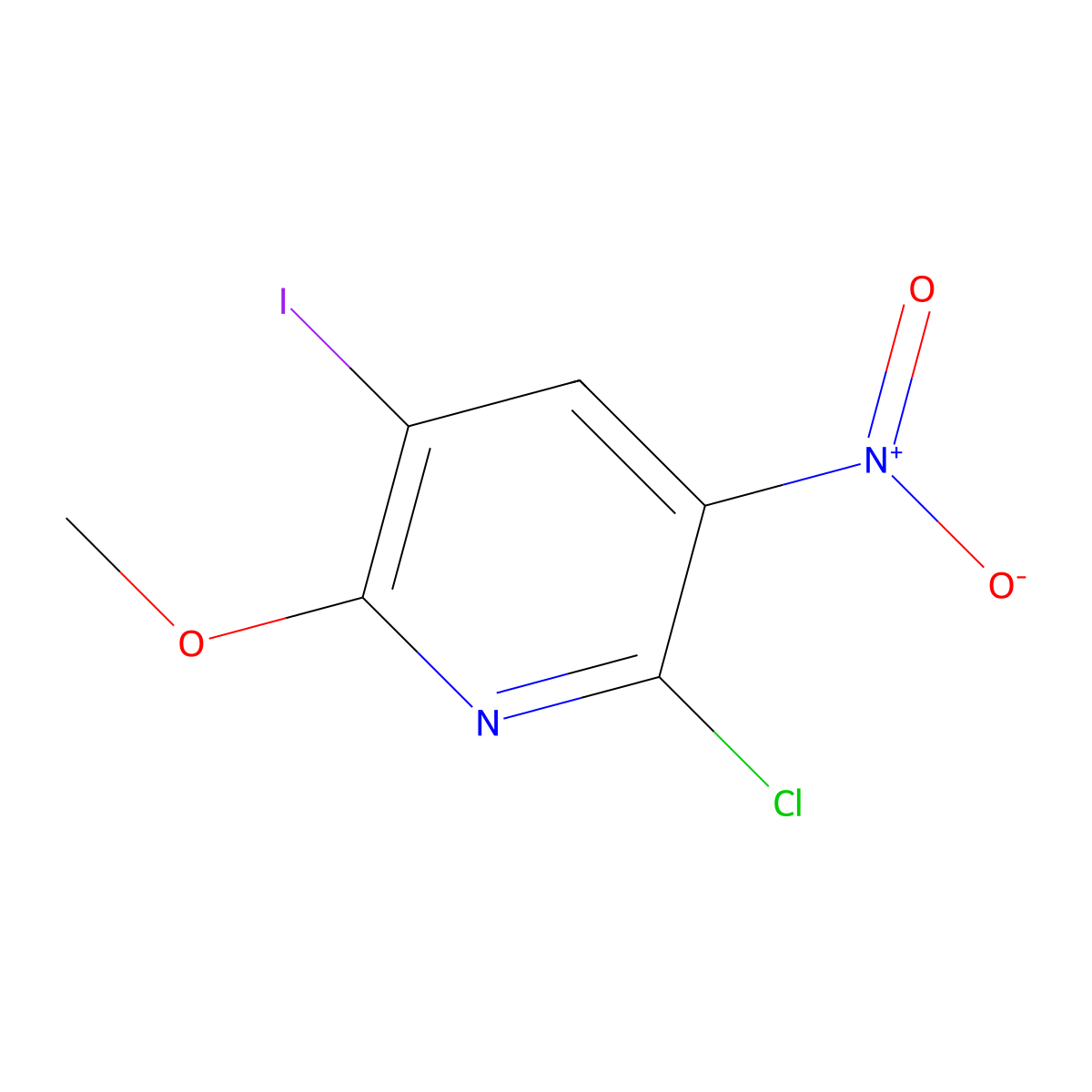 2-Chloro-5-iodo-6-methoxy-3-nitropyridine molecular structure, CAS 2316813-32-6