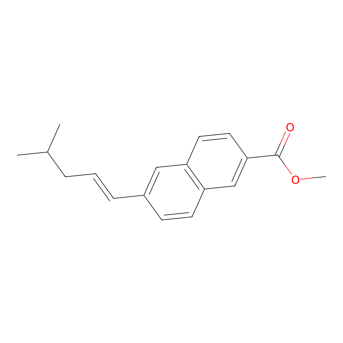 Methyl 6-[(1E)-4-methyl-1-penten-1-yl]-2-naphthalenecarboxylate molecular structure, CAS 2316820-63-8