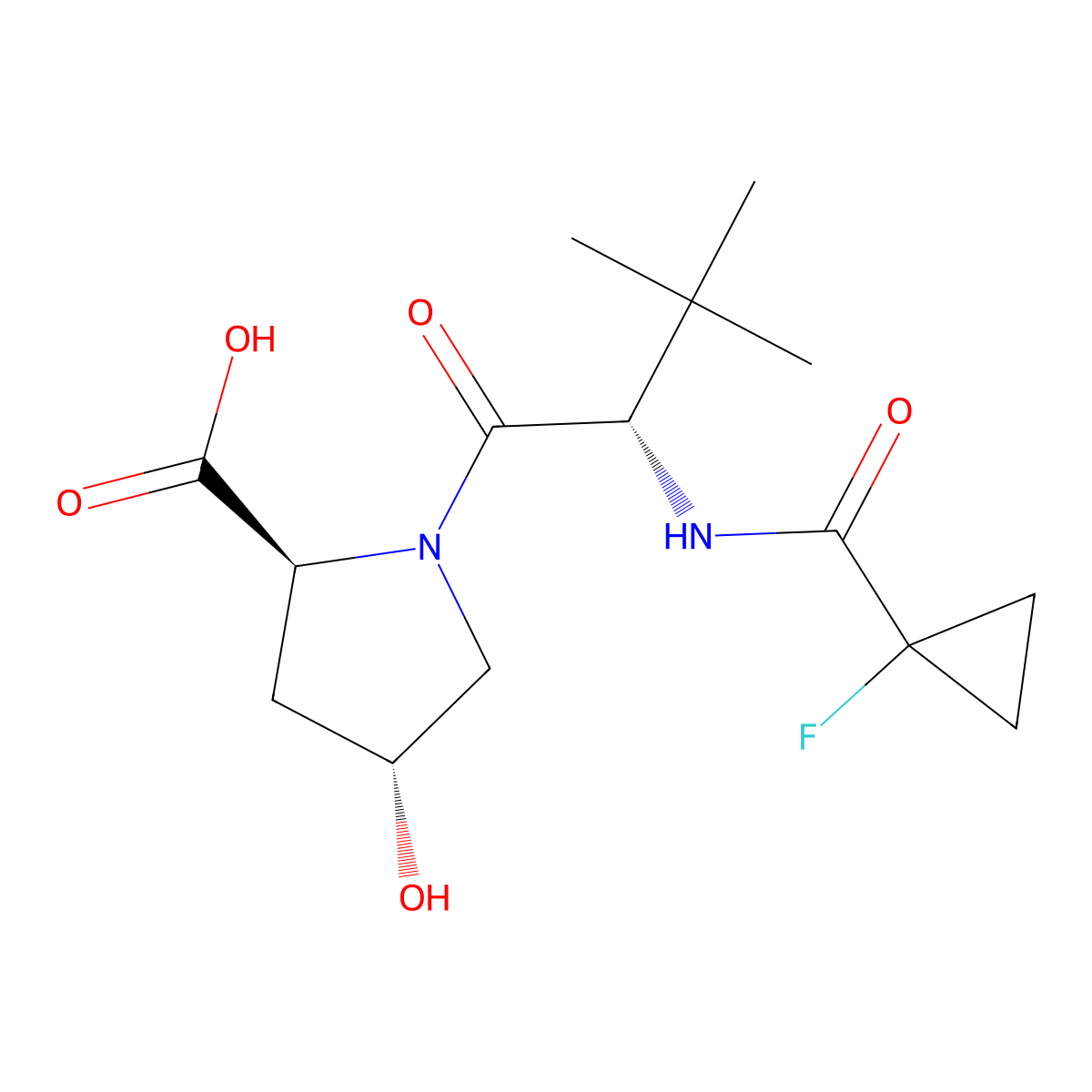 (2S,4R)-1-((S)-2-(1-Fluorocyclopropane-1-carboxamido)-3,3-dimethylbutanoyl)-4-hydroxypyrrolidine-2-carboxylic acid molecular structure, CAS 2316837-29-1
