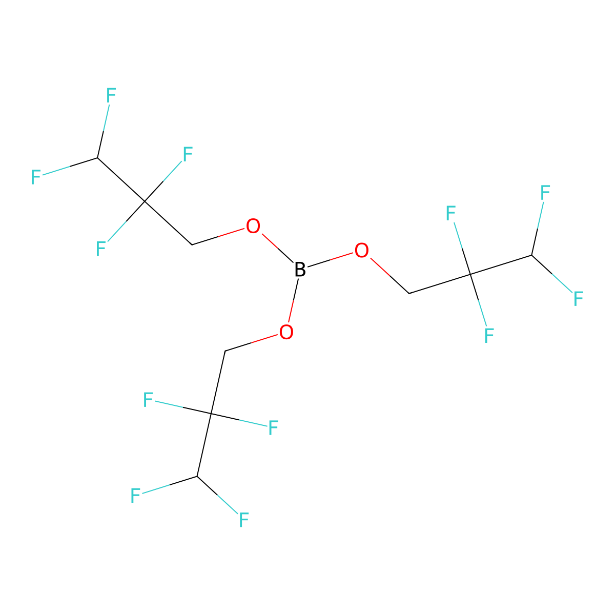 Tris(2,2,3,3-tetrafluoropropyl)borate molecular structure, CAS 2317-76-2