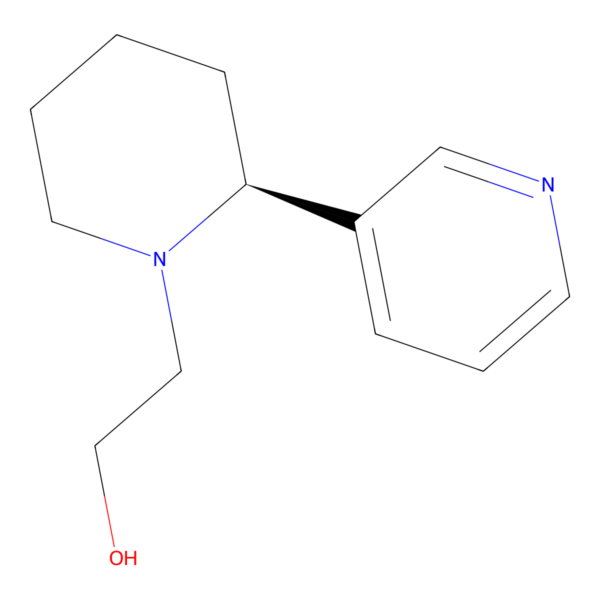 2-[(2S)-2-(pyridin-3-yl)piperidin-1-yl]ethanol molecular structure, CAS 23176-67-2