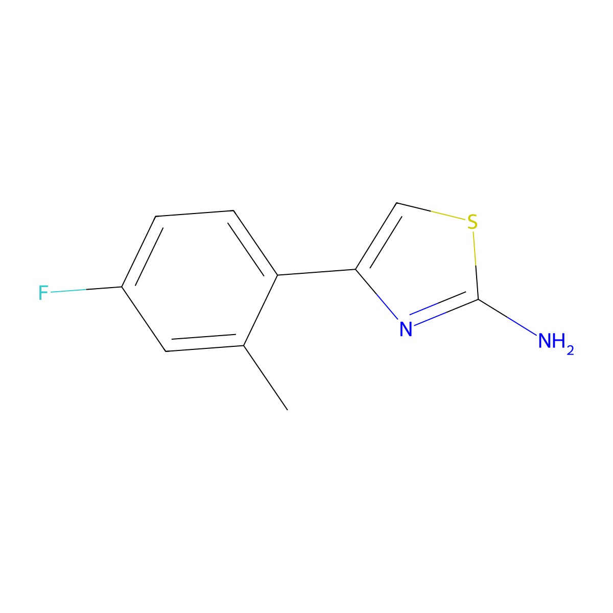 4-(4-Fluoro-2-methylphenyl)-1,3-thiazol-2-amine molecular structure, CAS 23178-08-7