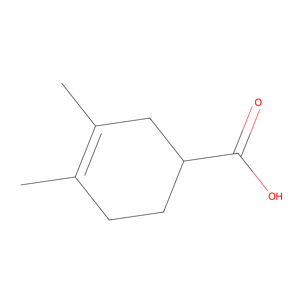 3,4-Dimethyl-cyclohex-3-enecarboxylic acid molecular structure, CAS 23182-07-2