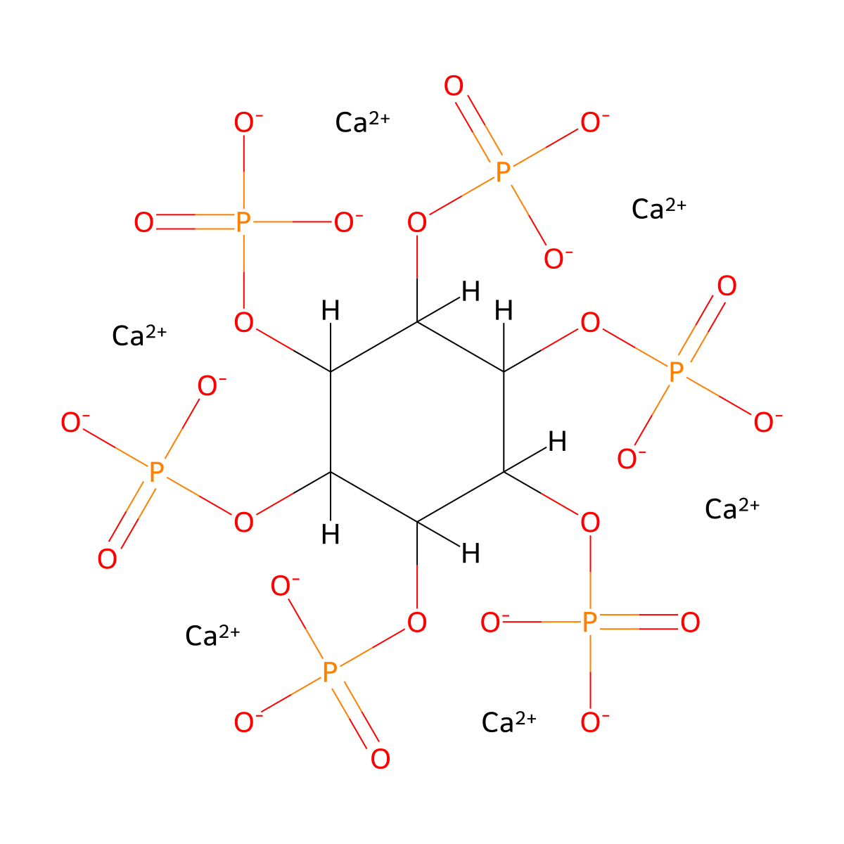 Hexacalcium cyclohexane-1,2,3,4,5,6-hexayl hexakis(phosphate) molecular structure, CAS 23183-60-0