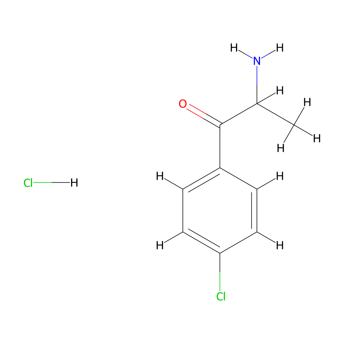 2-Amino-1-(4-chlorophenyl)propan-1-one hydrochloride molecular structure, CAS 23184-97-6