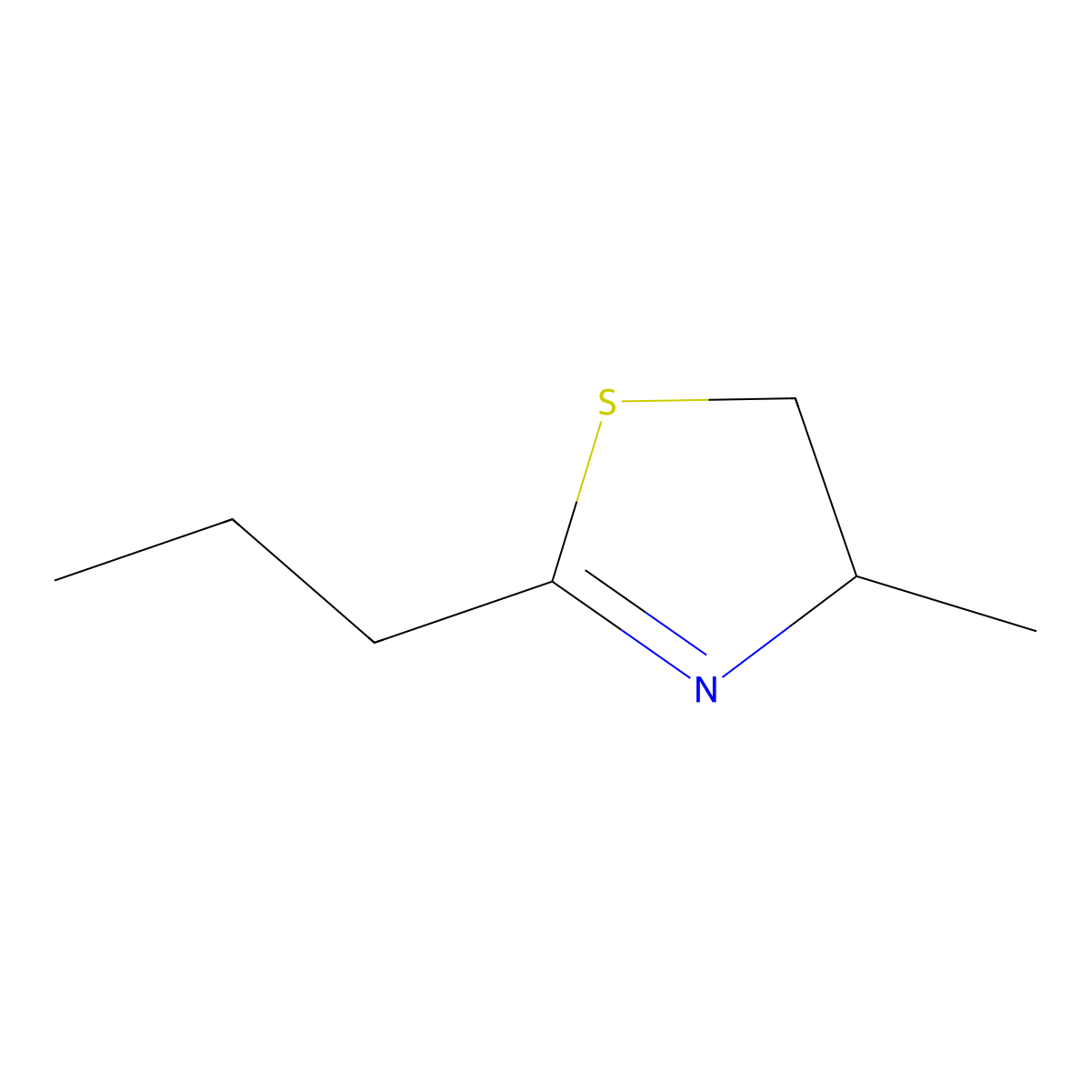 4-Methyl-2-propyl-4,5-dihydro-1,3-thiazole molecular structure, CAS 23185-10-6