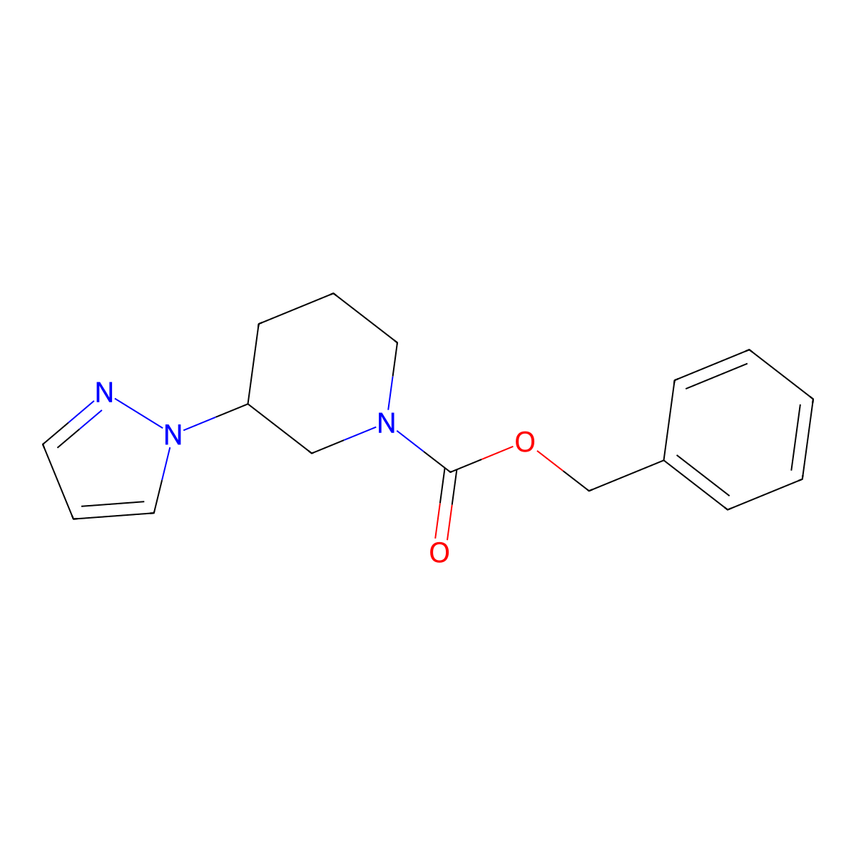 benzyl 3-(1H-pyrazol-1-yl)piperidine-1-carboxylate molecular structure, CAS 2318849-98-6