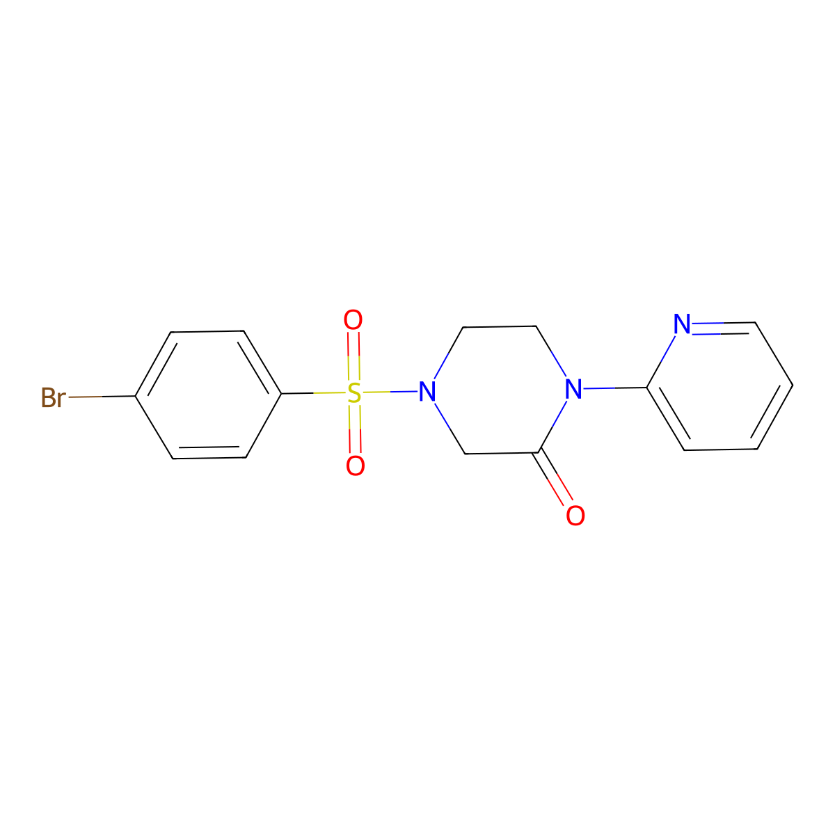 4-(4-Bromobenzenesulfonyl)-1-(pyridin-2-yl)piperazin-2-one molecular structure, CAS 2318928-66-2