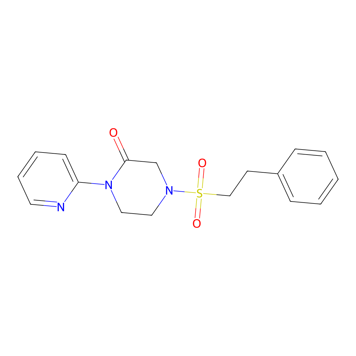 4-(2-Phenylethanesulfonyl)-1-(pyridin-2-yl)piperazin-2-one molecular structure, CAS 2318958-52-8