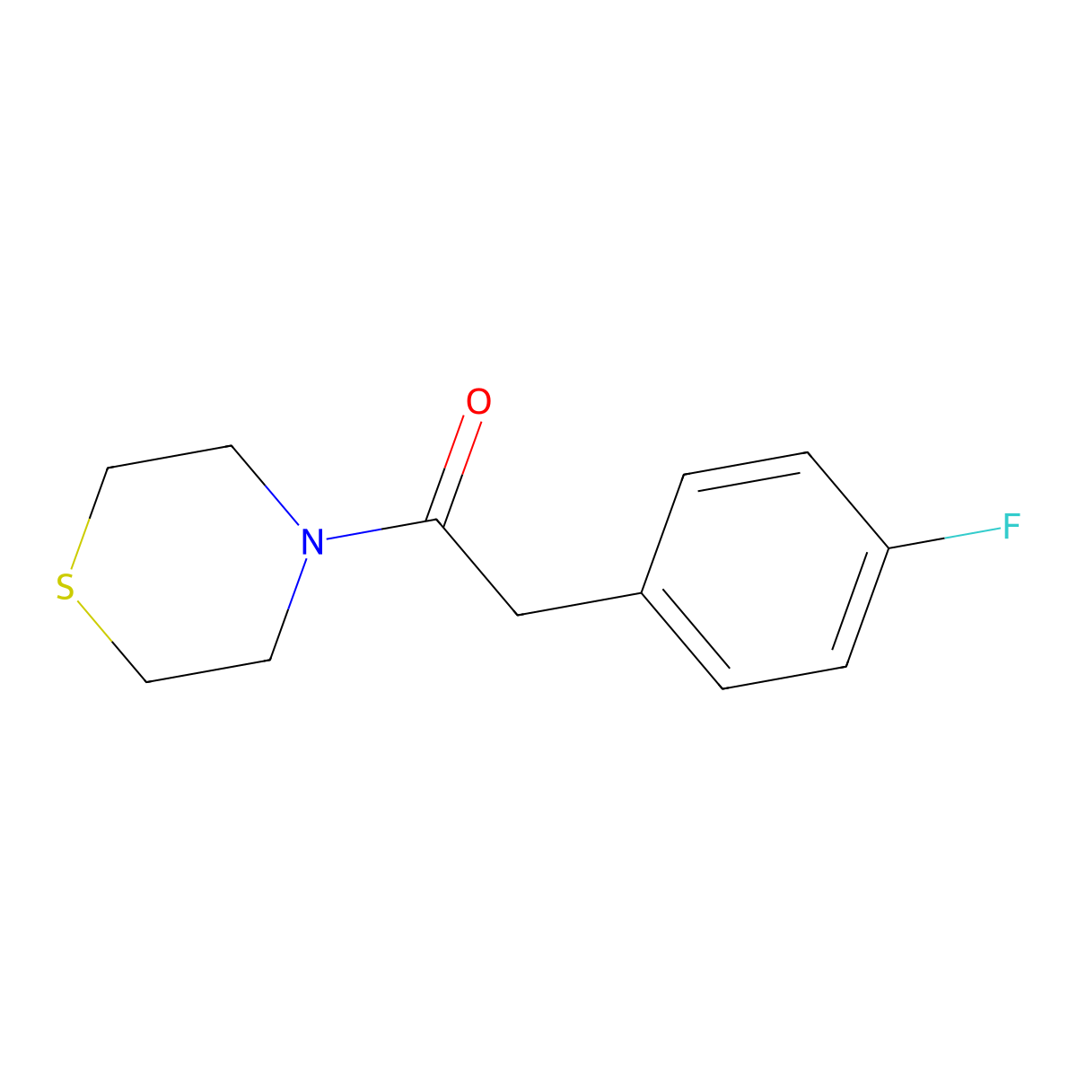 2-(4-Fluorophenyl)-1-(thiomorpholin-4-yl)ethan-1-one molecular structure, CAS 2318981-84-7
