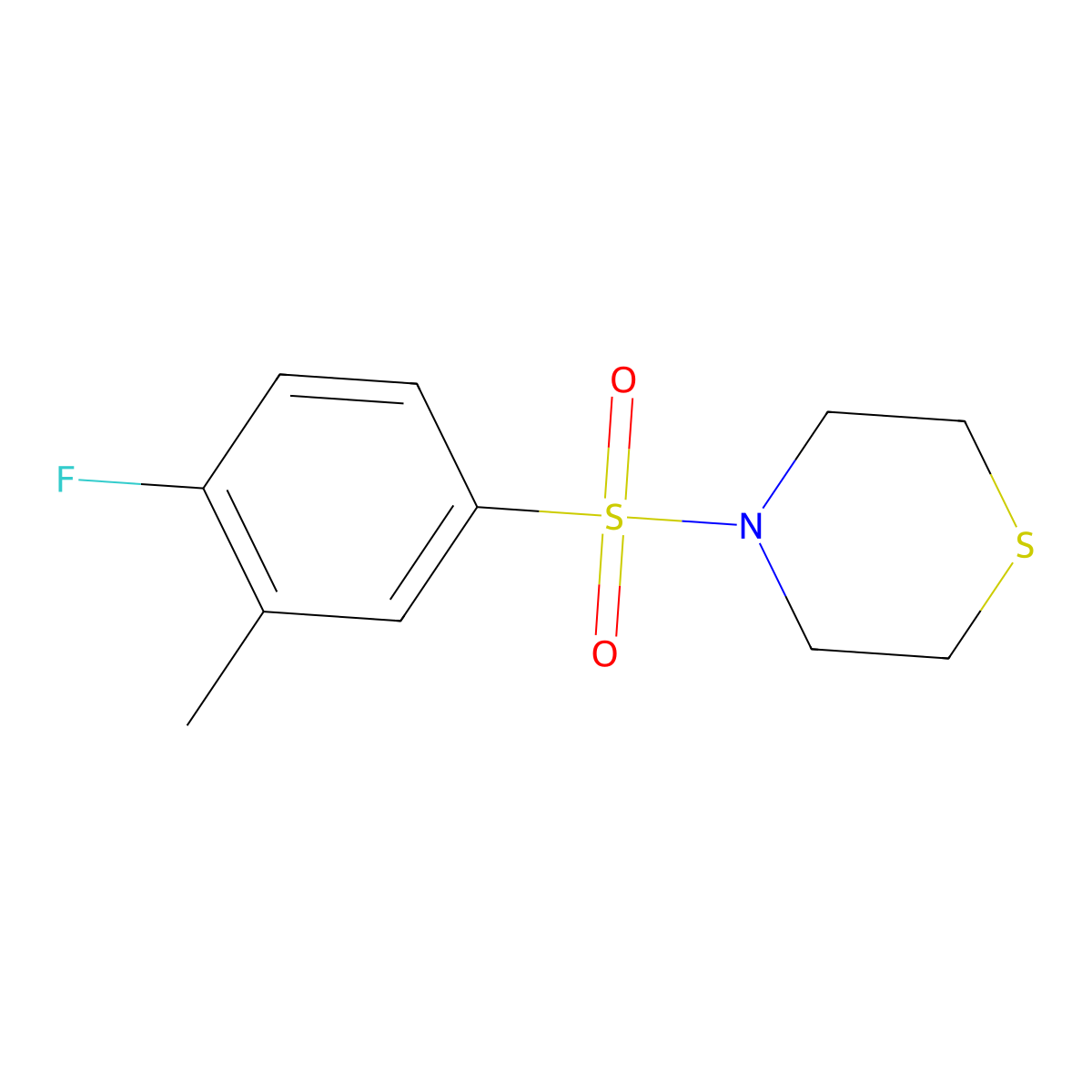 4-(4-Fluoro-3-methylbenzenesulfonyl)thiomorpholine molecular structure, CAS 2318982-11-3