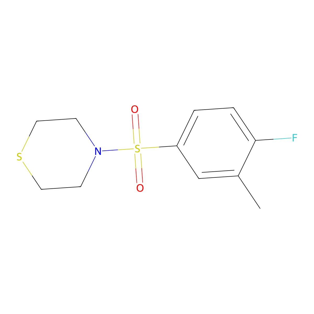 4-(4-Fluoro-3-methylbenzenesulfonyl)thiomorpholine molecular structure, CAS 2318982-11-3