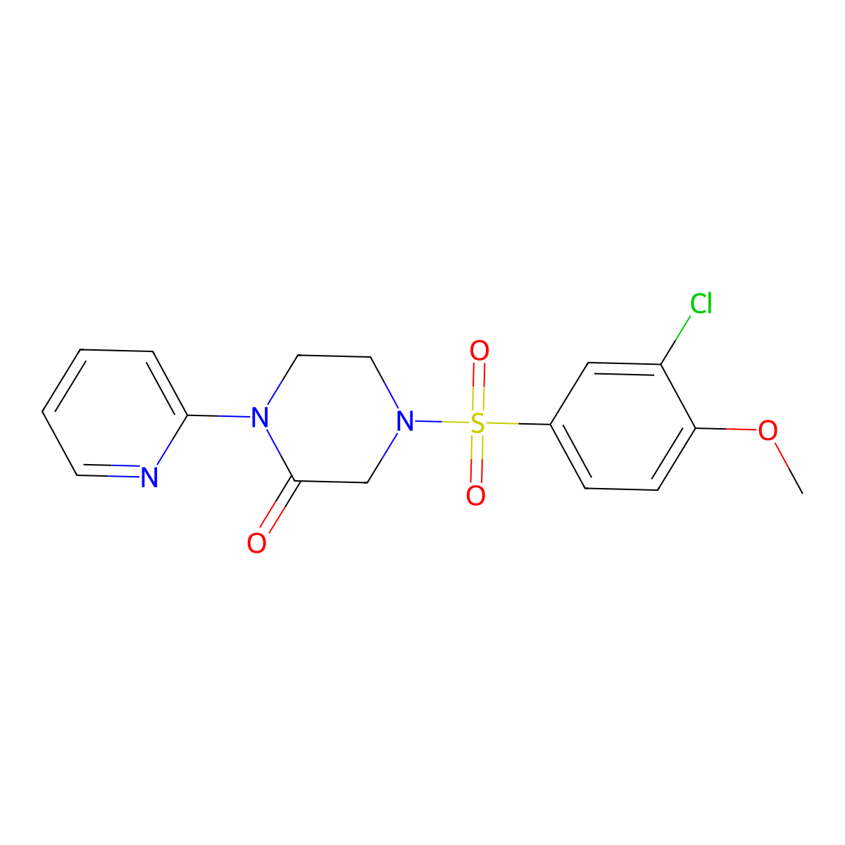 4-(3-Chloro-4-methoxybenzenesulfonyl)-1-(pyridin-2-yl)piperazin-2-one molecular structure, CAS 2318985-10-1