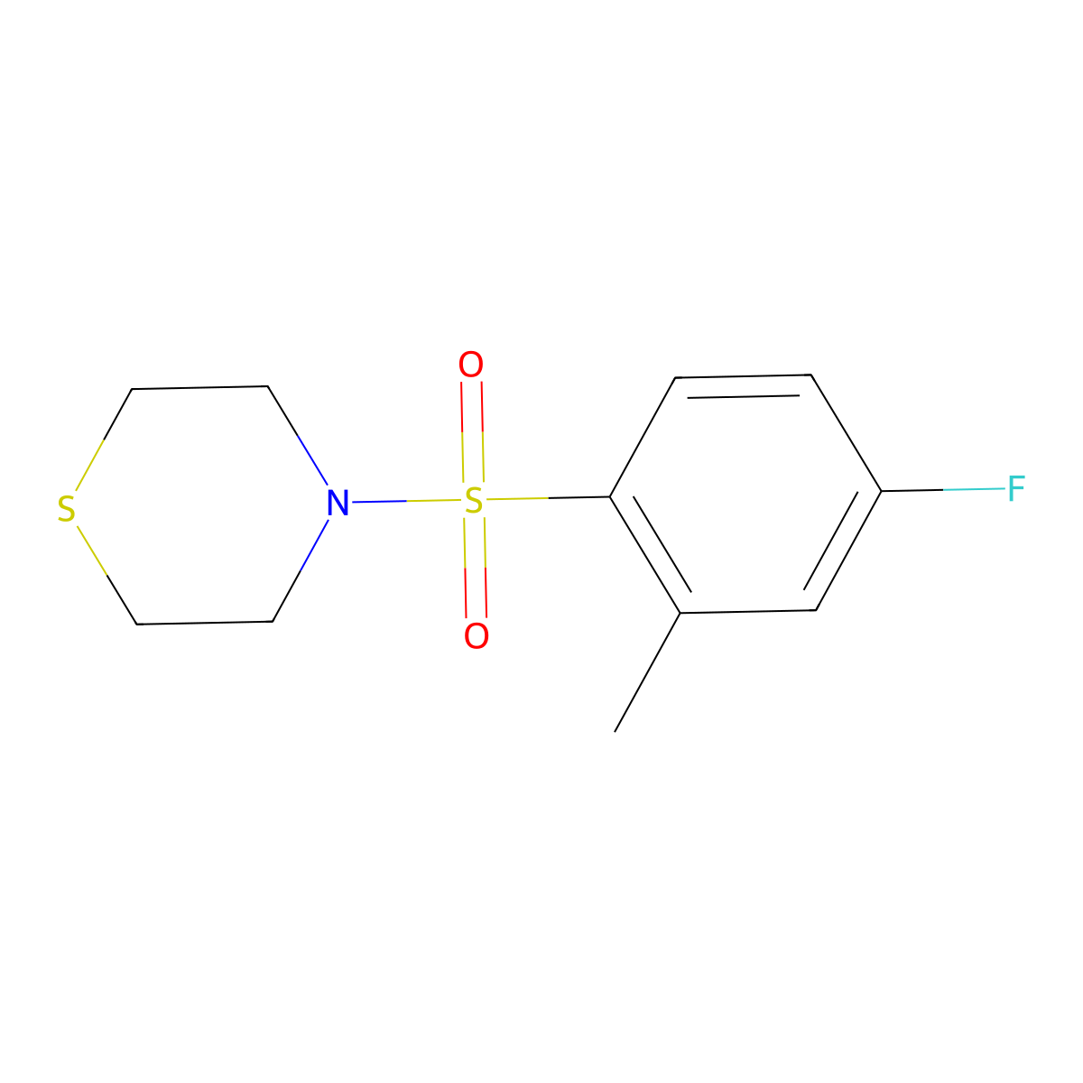 4-(4-Fluoro-2-methylbenzenesulfonyl)thiomorpholine molecular structure, CAS 2318990-65-5