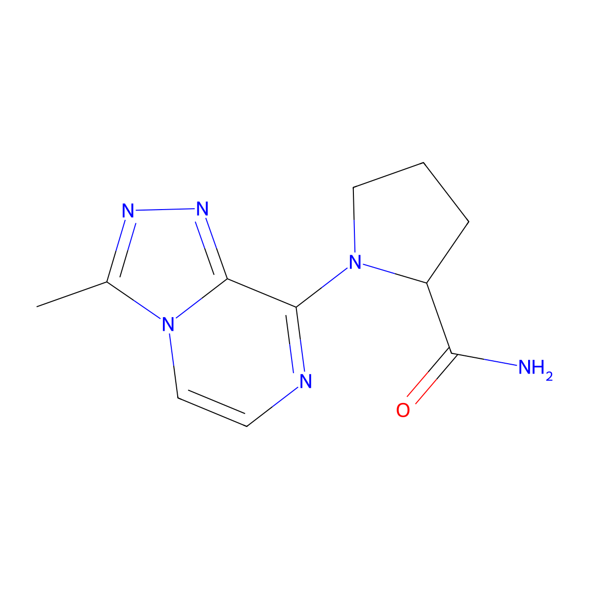 1-{3-Methyl-[1,2,4]triazolo[4,3-a]pyrazin-8-yl}pyrrolidine-2-carboxamide molecular structure, CAS 2319010-34-7