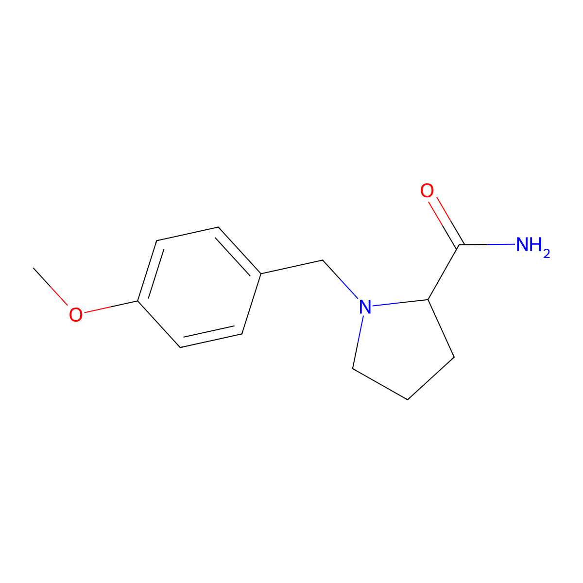 1-[(4-Methoxyphenyl)methyl]pyrrolidine-2-carboxamide molecular structure, CAS 2319010-48-3