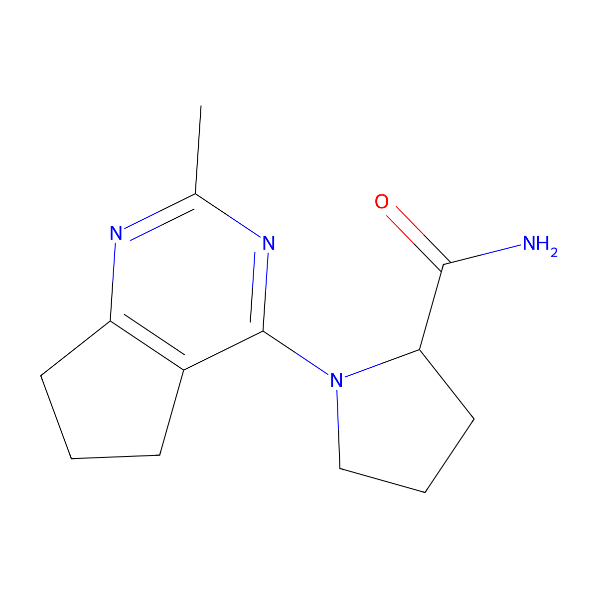 1-{2-methyl-5H,6H,7H-cyclopenta[d]pyrimidin-4-yl}pyrrolidine-2-carboxamide molecular structure, CAS 2319014-75-8