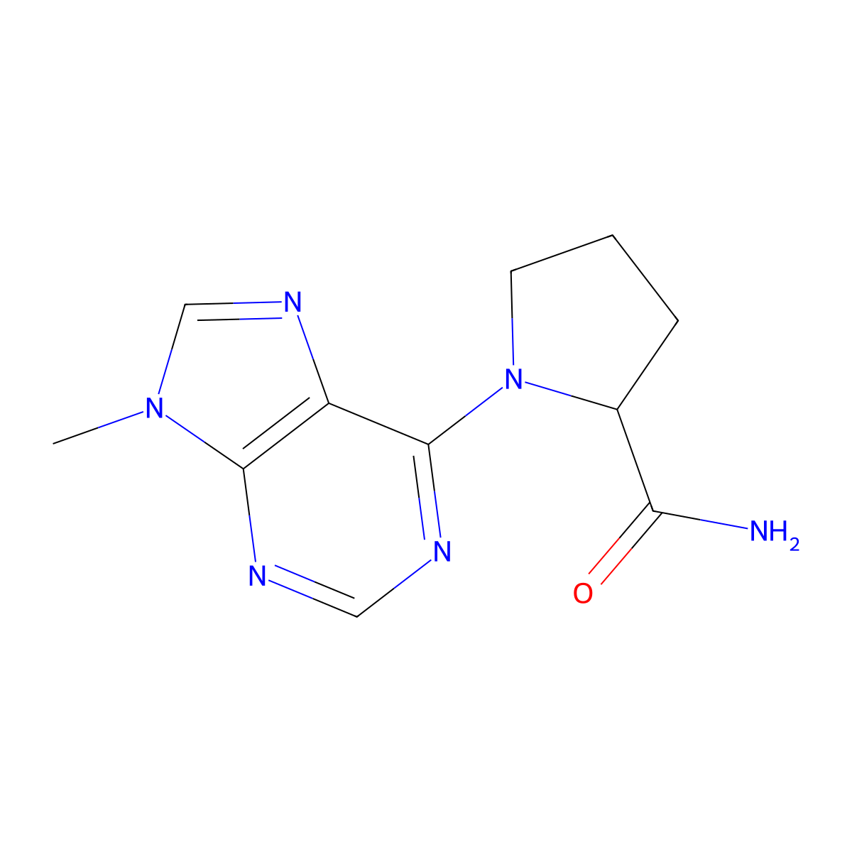 1-(9-methyl-9H-purin-6-yl)pyrrolidine-2-carboxamide molecular structure, CAS 2319014-79-2