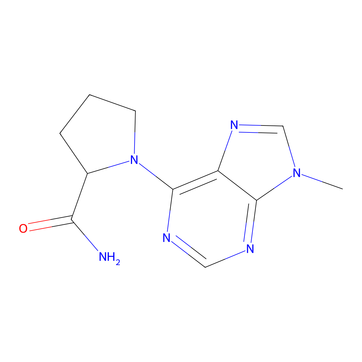 1-(9-methyl-9H-purin-6-yl)pyrrolidine-2-carboxamide molecular structure, CAS 2319014-79-2