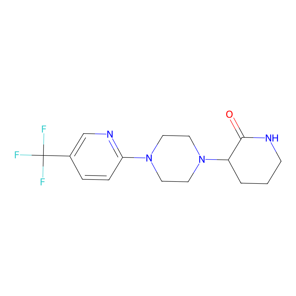 3-{4-[5-(Trifluoromethyl)pyridin-2-yl]piperazin-1-yl}piperidin-2-one molecular structure, CAS 2319015-12-6