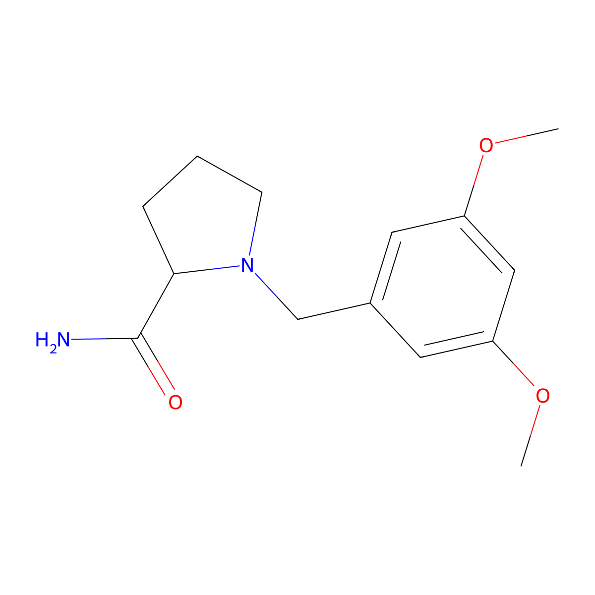 1-[(3,5-Dimethoxyphenyl)methyl]pyrrolidine-2-carboxamide molecular structure, CAS 2319029-80-4