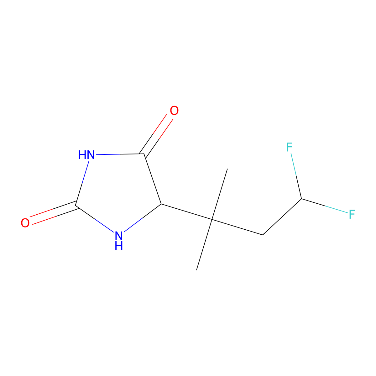 5-(4,4-Difluoro-2-methylbutan-2-yl)imidazolidine-2,4-dione molecular structure, CAS 2319030-13-0