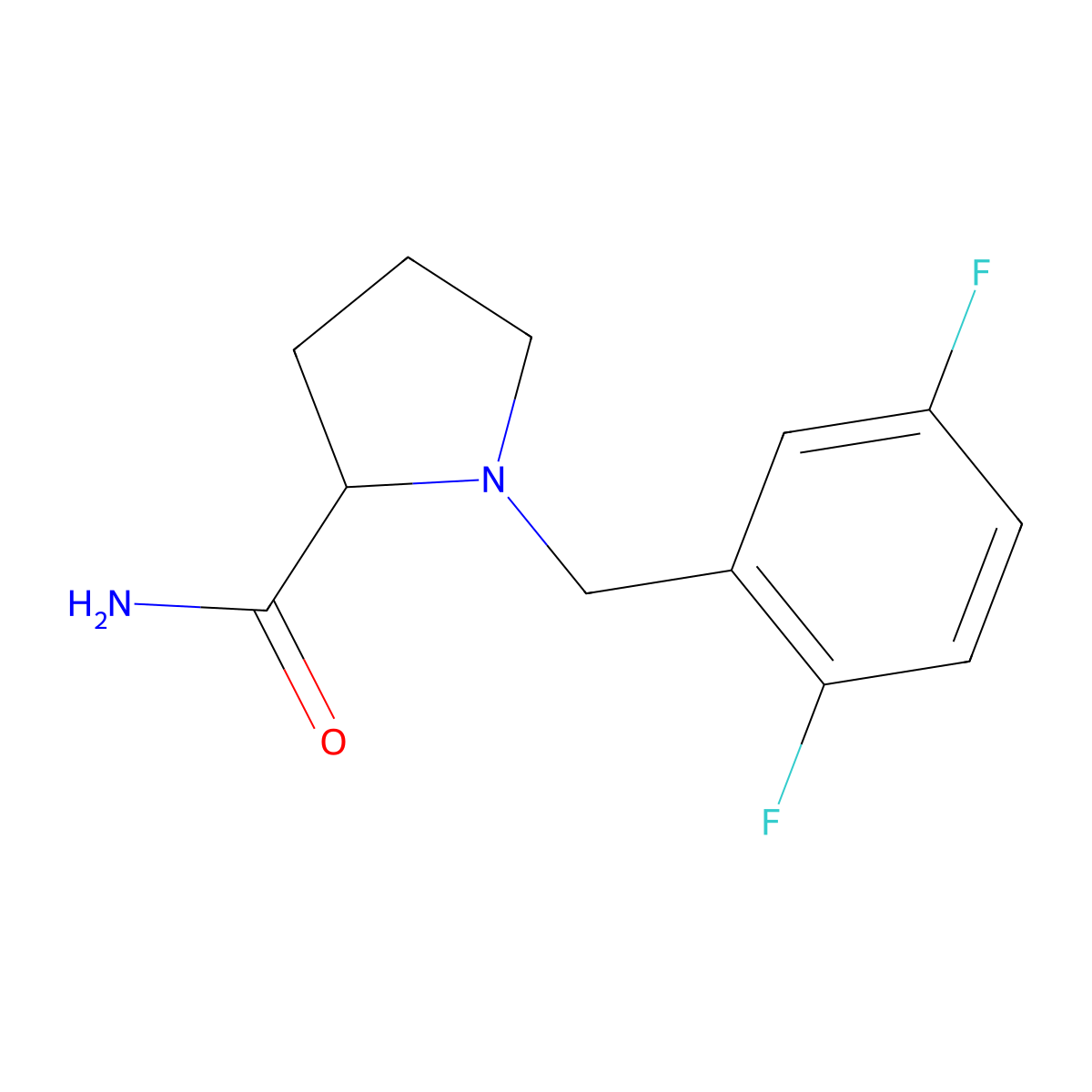 1-[(2,5-Difluorophenyl)methyl]pyrrolidine-2-carboxamide molecular structure, CAS 2319032-20-5