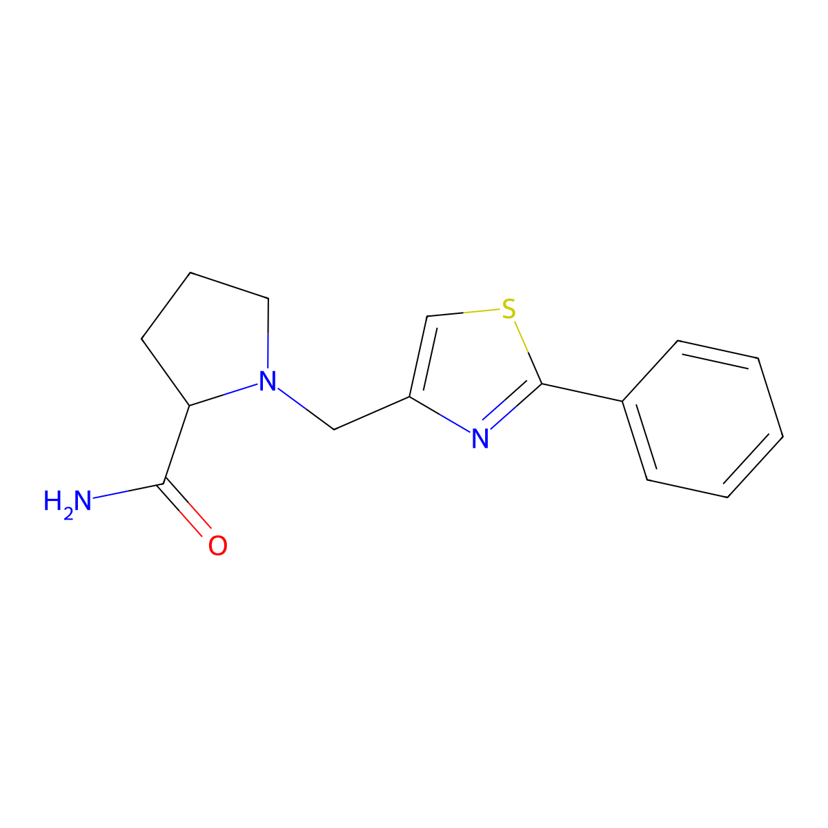 1-[(2-Phenyl-1,3-thiazol-4-yl)methyl]pyrrolidine-2-carboxamide molecular structure, CAS 2319032-92-1