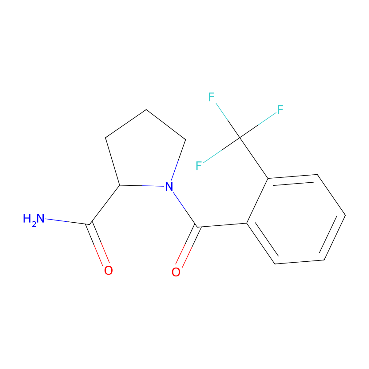 1-[2-(Trifluoromethyl)benzoyl]pyrrolidine-2-carboxamide molecular structure, CAS 2319041-44-4