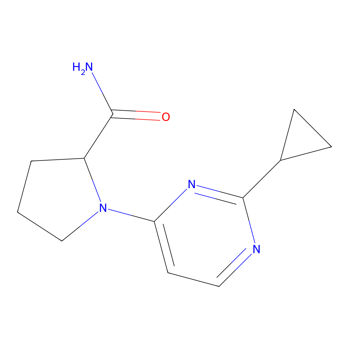 1-(2-Cyclopropylpyrimidin-4-yl)pyrrolidine-2-carboxamide molecular structure, CAS 2319041-50-2