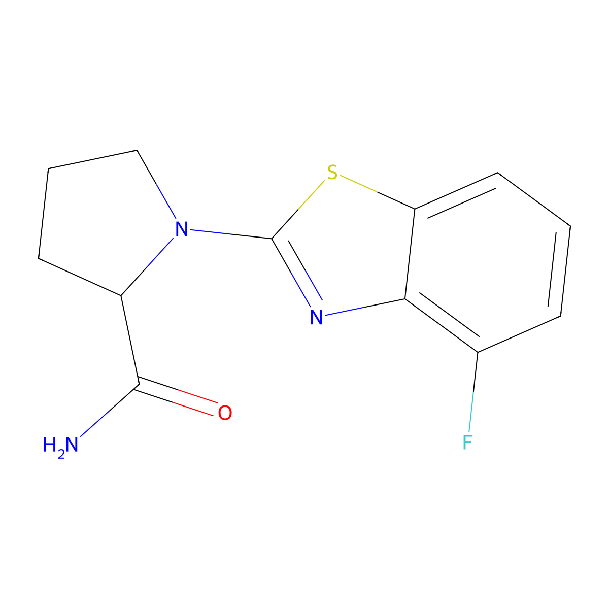 1-(4-Fluoro-1,3-benzothiazol-2-yl)pyrrolidine-2-carboxamide molecular structure, CAS 2319045-92-4