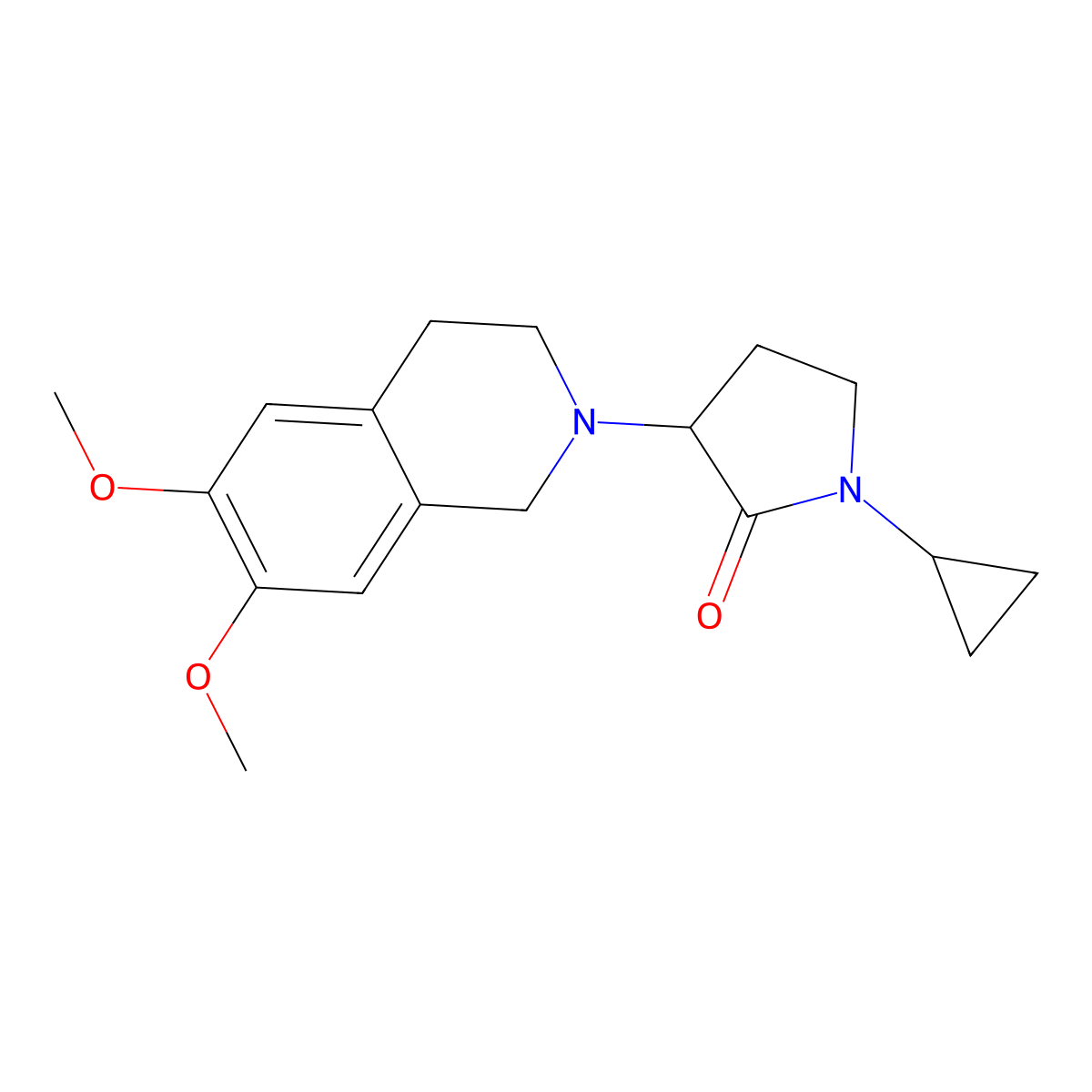 1-Cyclopropyl-3-(6,7-dimethoxy-1,2,3,4-tetrahydroisoquinolin-2-yl)pyrrolidin-2-one molecular structure, CAS 2319060-46-1
