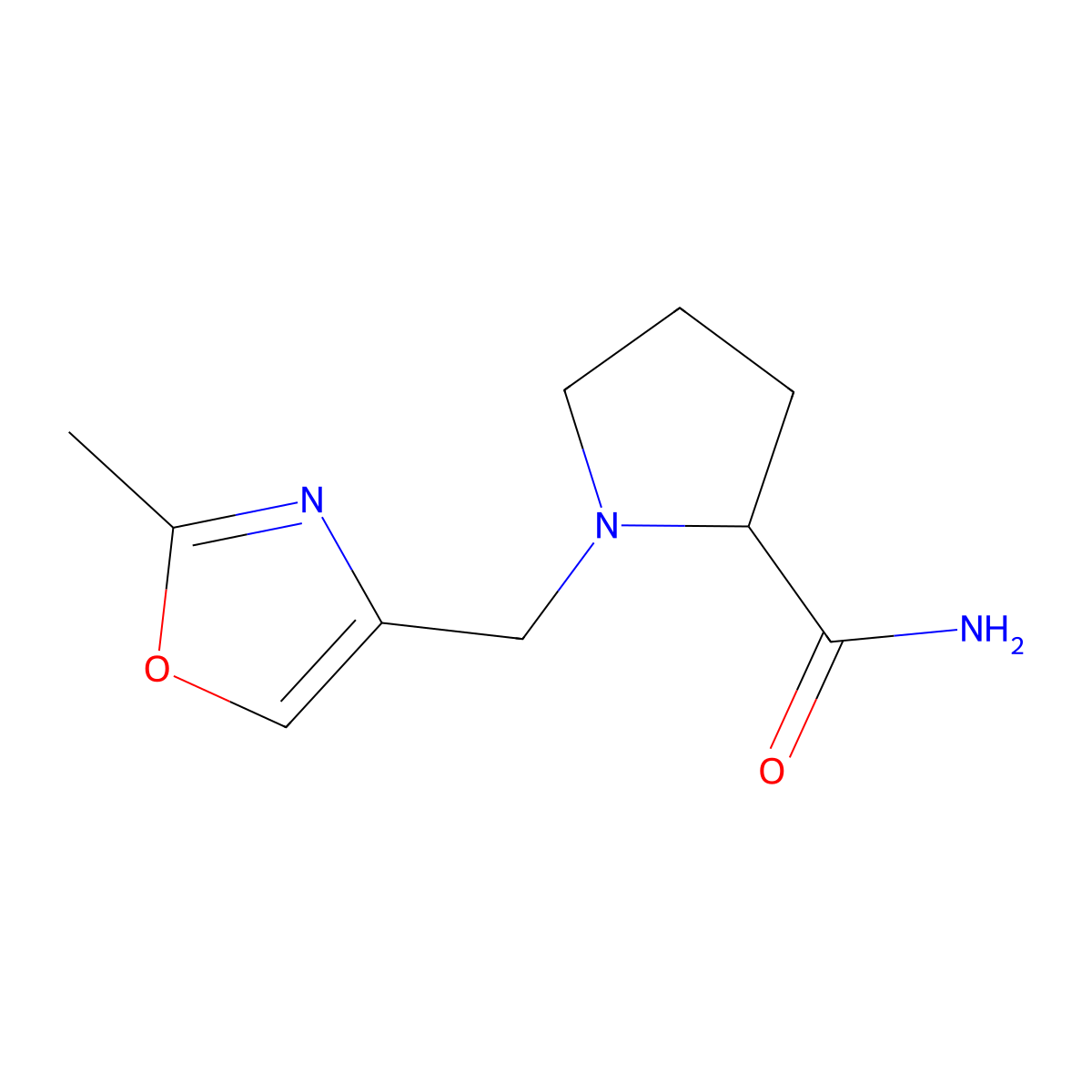 1-[(2-Methyl-1,3-oxazol-4-yl)methyl]pyrrolidine-2-carboxamide molecular structure, CAS 2319060-99-4
