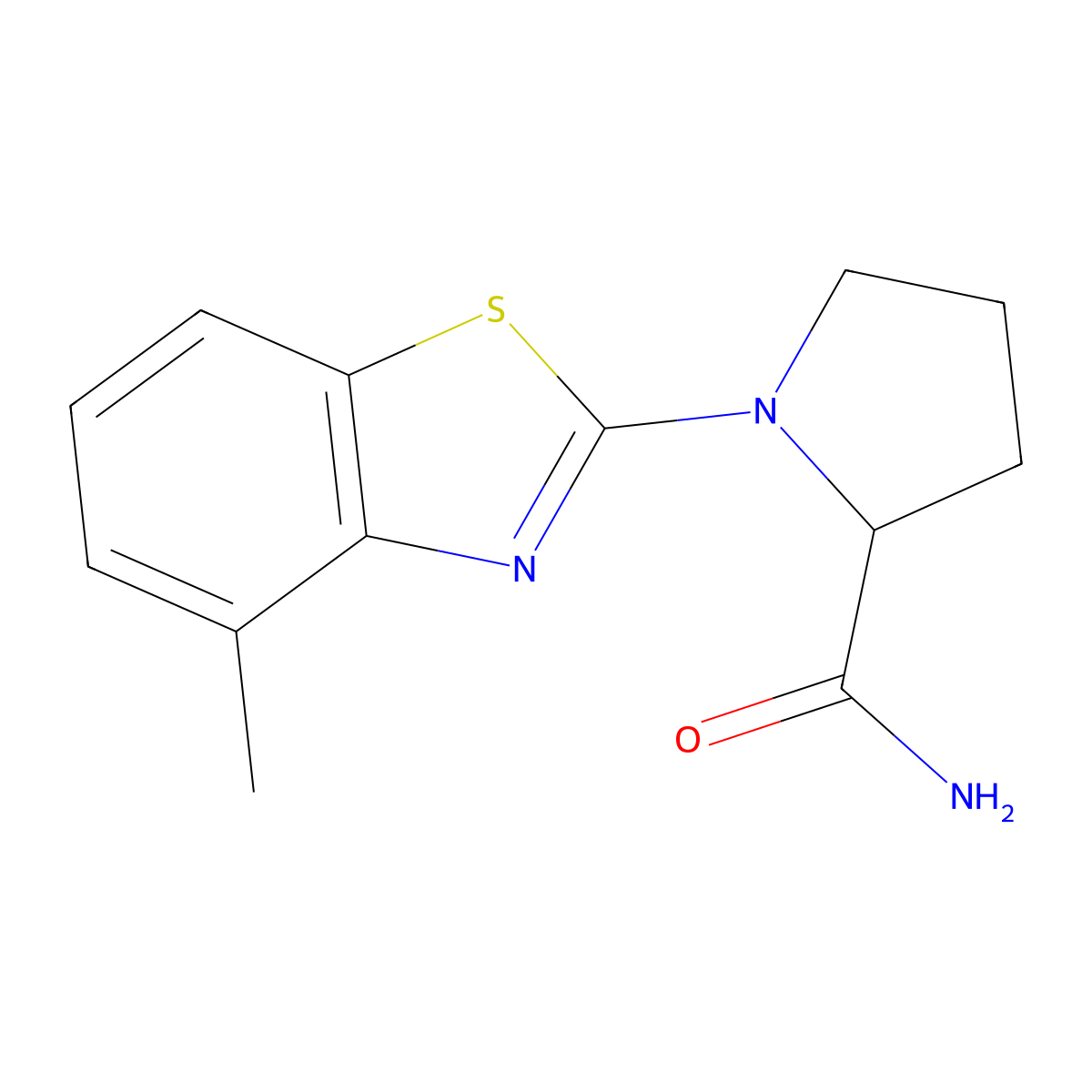 1-(4-Methyl-1,3-benzothiazol-2-yl)pyrrolidine-2-carboxamide molecular structure, CAS 2319061-78-2