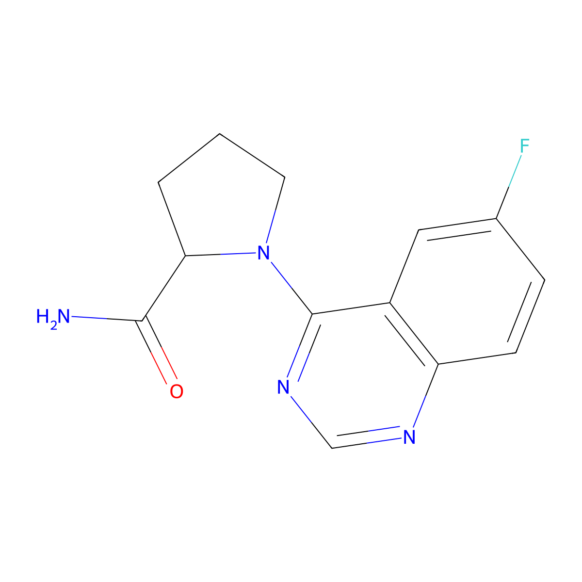 1-(6-Fluoroquinazolin-4-yl)pyrrolidine-2-carboxamide molecular structure, CAS 2319061-86-2