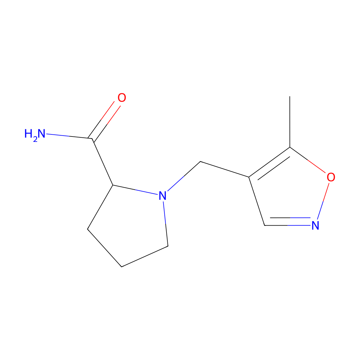 1-[(5-Methyl-1,2-oxazol-4-yl)methyl]pyrrolidine-2-carboxamide molecular structure, CAS 2319061-91-9