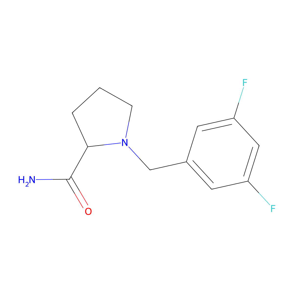 1-[(3,5-Difluorophenyl)methyl]pyrrolidine-2-carboxamide molecular structure, CAS 2319062-26-3