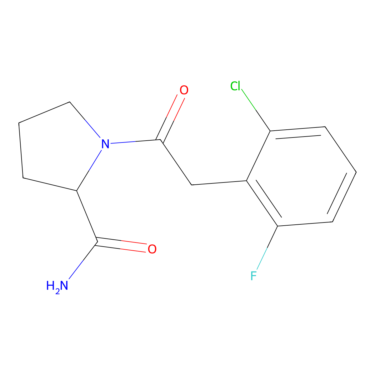 1-[2-(2-Chloro-6-fluorophenyl)acetyl]pyrrolidine-2-carboxamide molecular structure, CAS 2319063-04-0