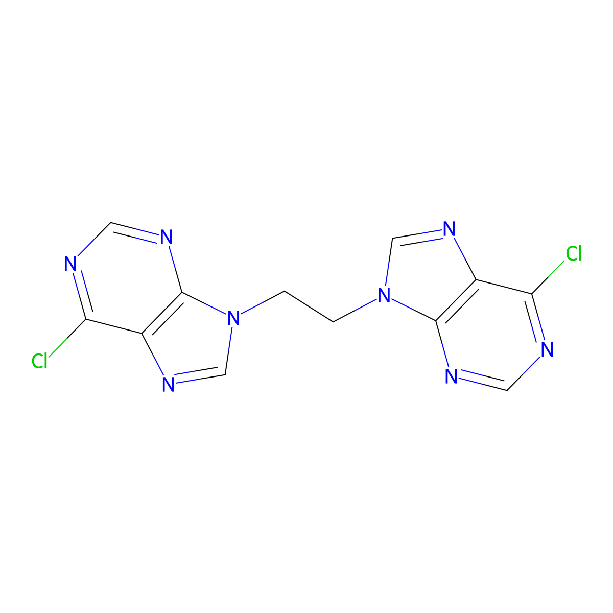 6-Chloro-9-[2-(6-chloropurin-9-yl)ethyl]purine molecular structure, CAS 23191-87-9