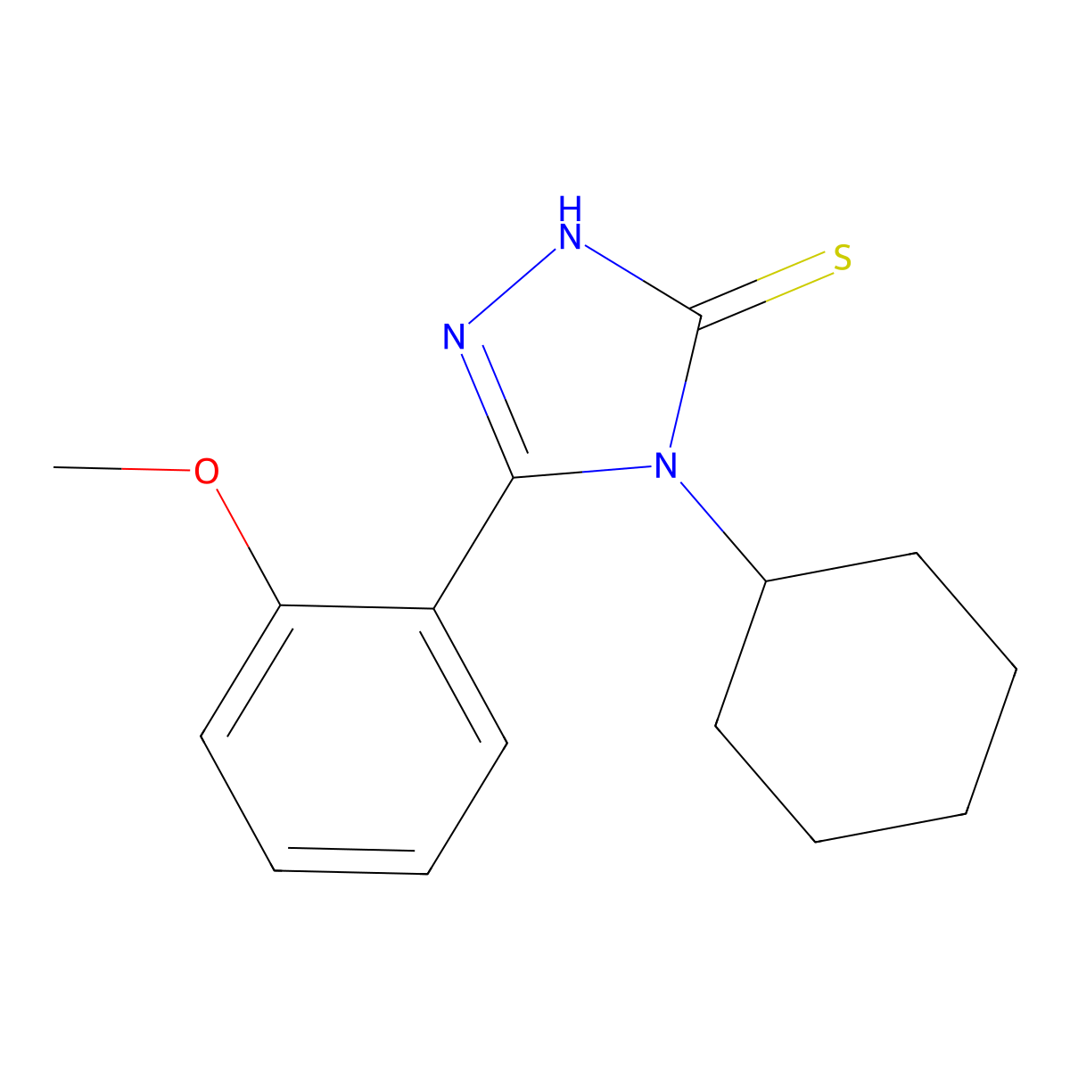 4-cyclohexyl-5-(2-methoxyphenyl)-4H-1,2,4-triazole-3-thiol molecular structure, CAS 23195-34-8
