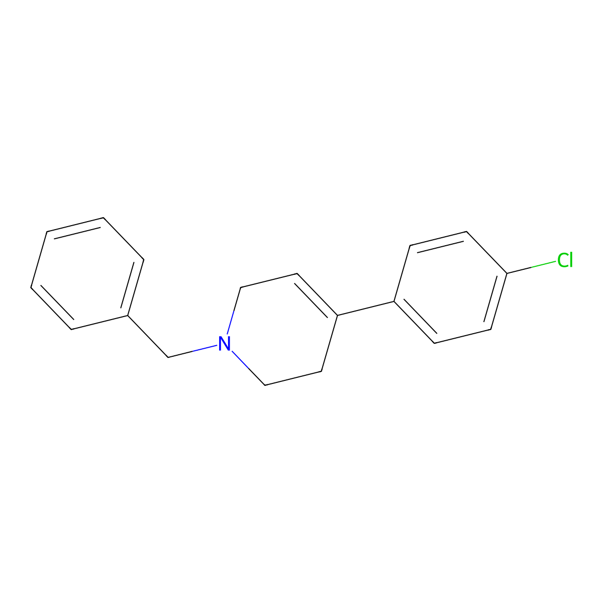 1-Benzyl-4-(4-chlorophenyl)-1,2,3,6-tetrahydropyridine molecular structure, CAS 231958-20-6