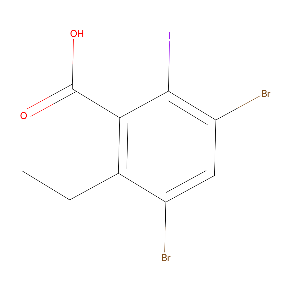 3,5-Dibromo-2-ethyl-6-iodobenzoic acid molecular structure, CAS 2319580-35-1