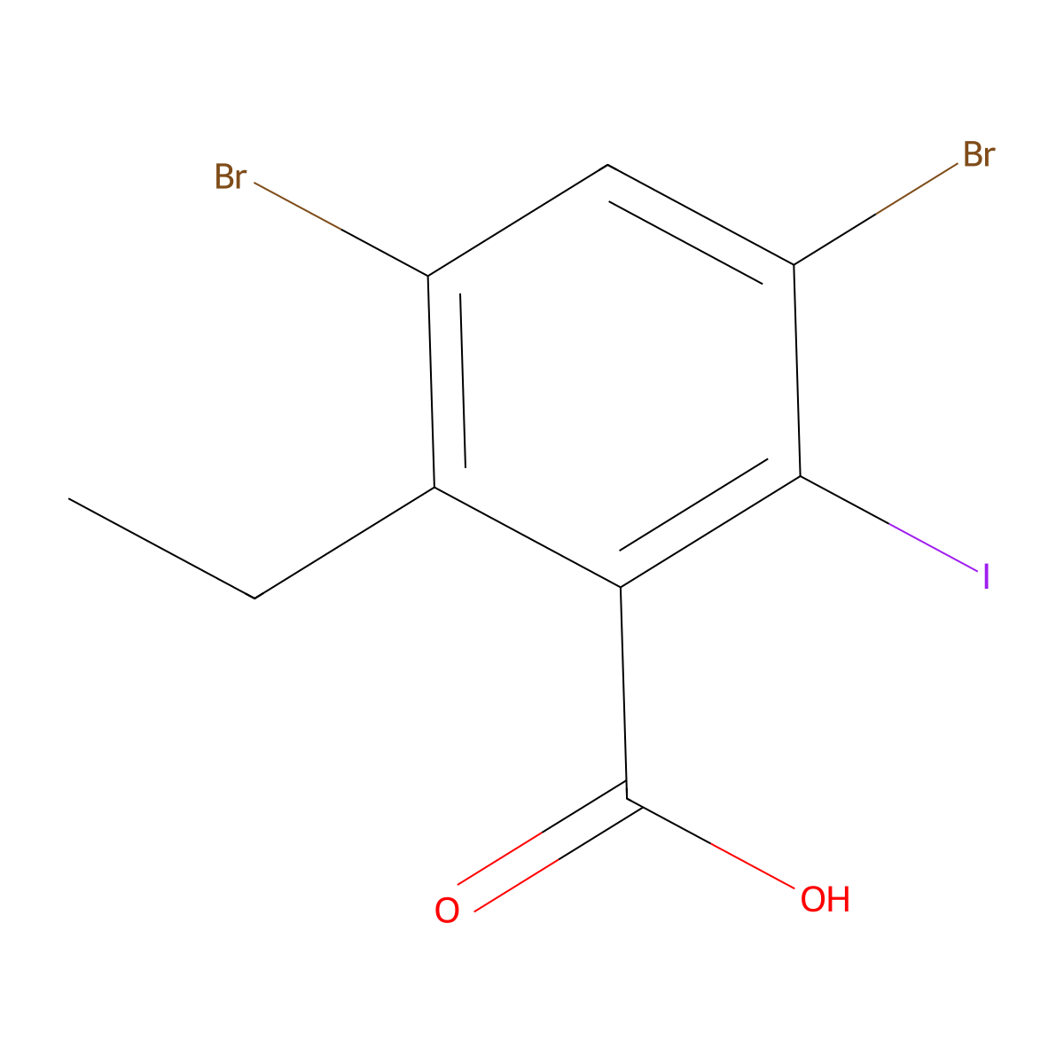 3,5-Dibromo-2-ethyl-6-iodobenzoic acid molecular structure, CAS 2319580-35-1