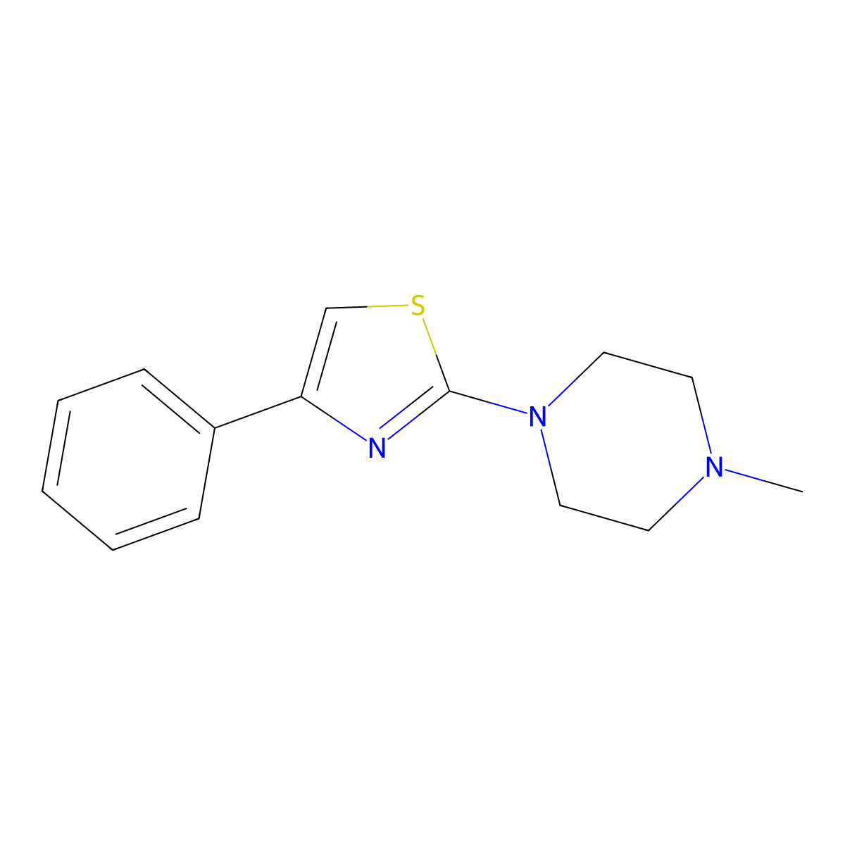 1-Methyl-4-(4-phenyl-1,3-thiazol-2-yl)piperazine molecular structure, CAS 231963-95-4