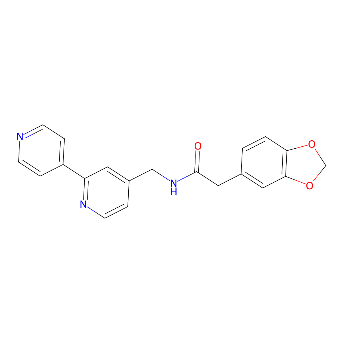 2-(2H-1,3-benzodioxol-5-yl)-N-({[2,4'-bipyridine]-4-yl}methyl)acetamide molecular structure, CAS 2319632-76-1