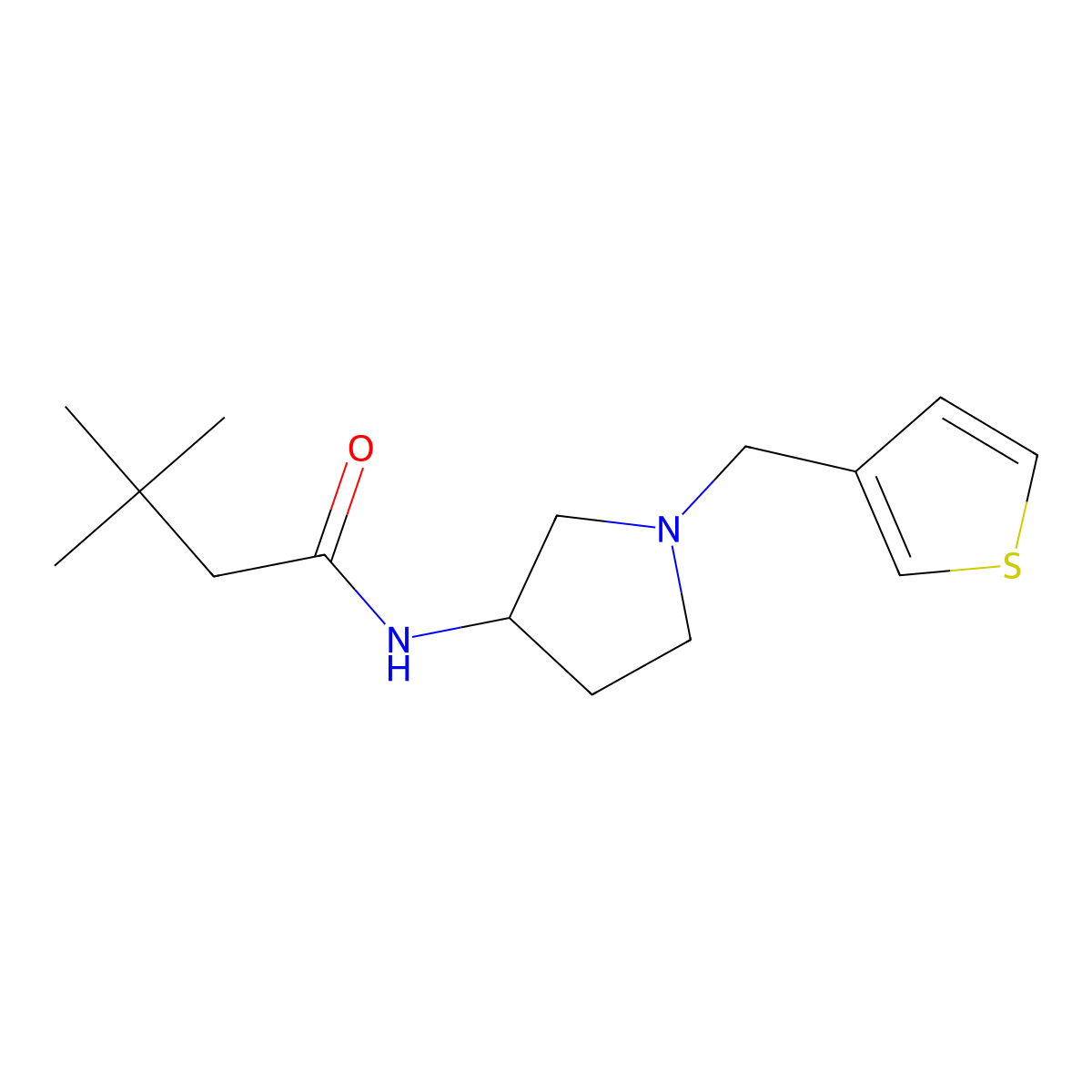 3,3-dimethyl-N-(1-(thiophen-3-ylmethyl)pyrrolidin-3-yl)butanamide molecular structure, CAS 2319632-82-9
