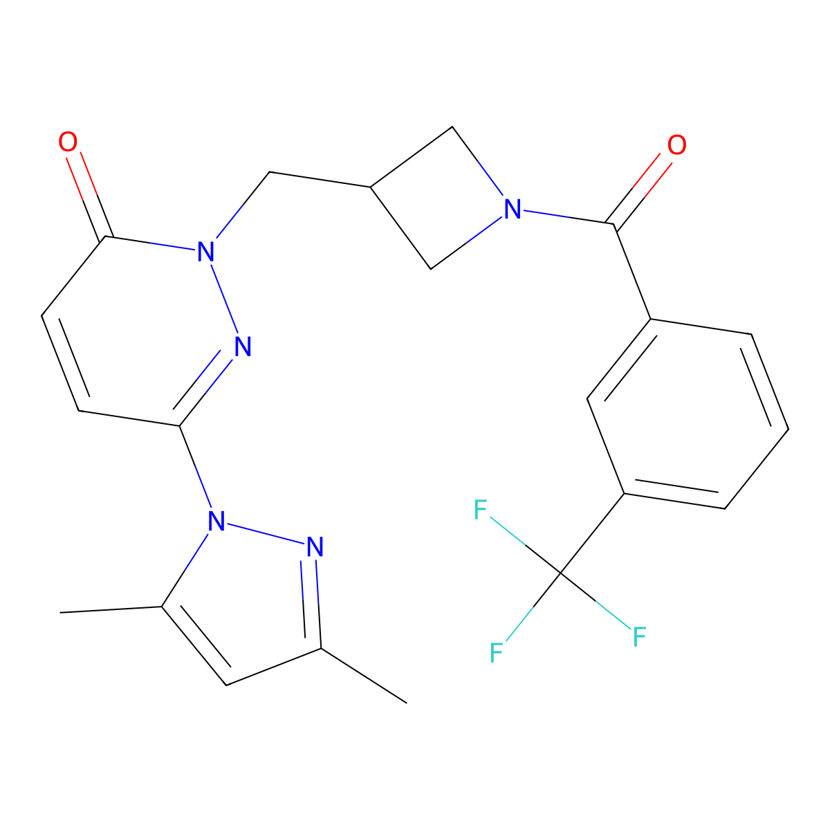 6-(3,5-dimethyl-1H-pyrazol-1-yl)-2-((1-(3-(trifluoromethyl)benzoyl)azetidin-3-yl)methyl)pyridazin-3(2H)-one molecular structure, CAS 2319632-94-3