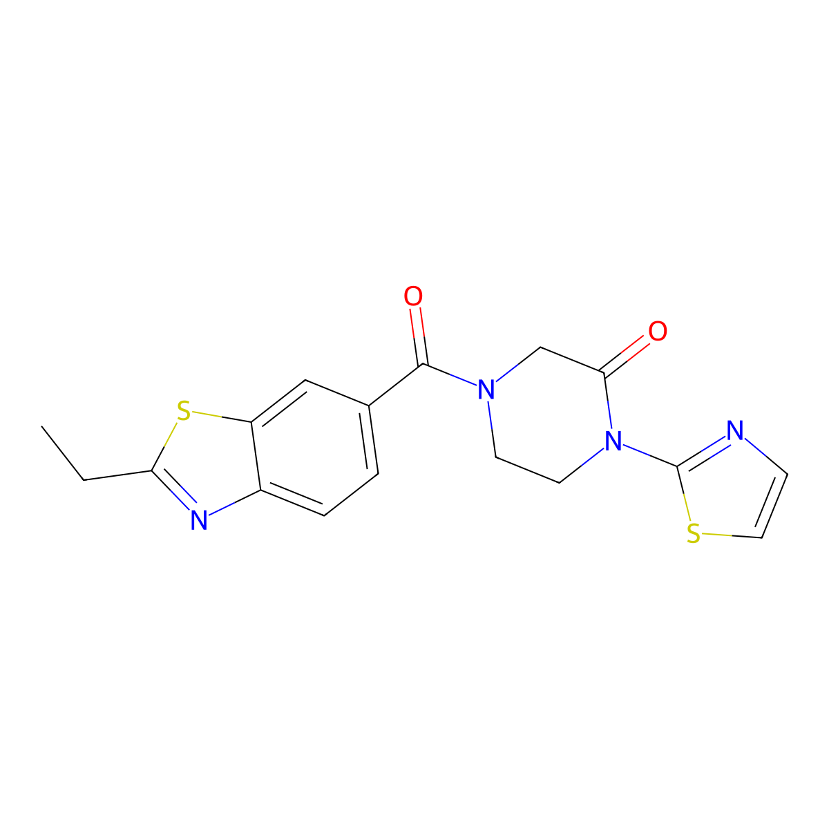 4-(2-Ethyl-1,3-benzothiazole-6-carbonyl)-1-(1,3-thiazol-2-yl)piperazin-2-one molecular structure, CAS 2319633-05-9